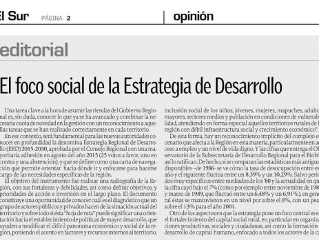 El foco social de la estrategia de desarrollo (Editorial, diario elsur.cl)
